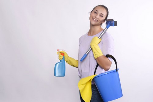 Protective gloves and PPE used during professional oven cleaning